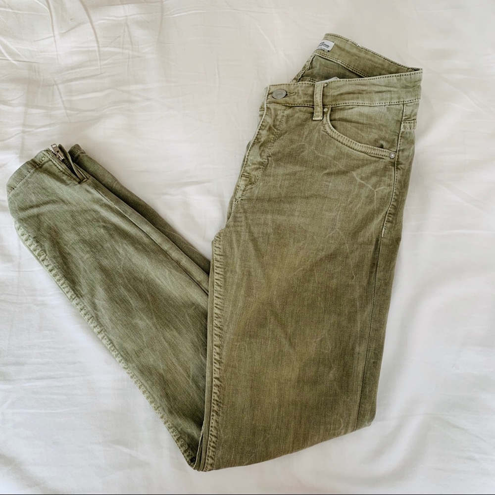 Zara olive cropped jeans